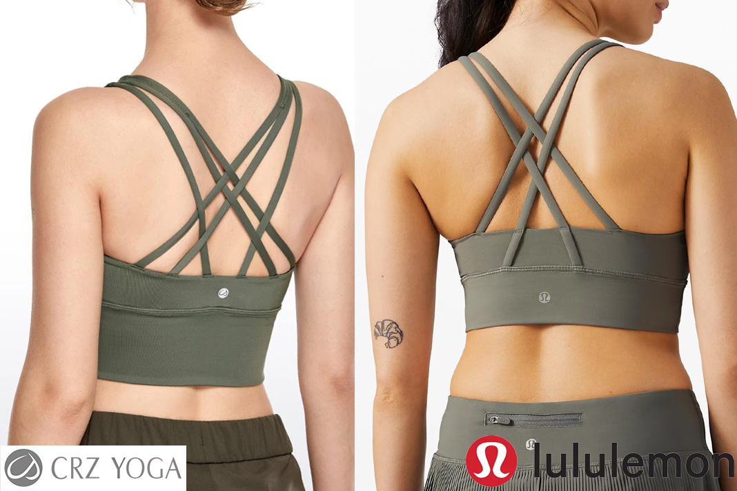 crz yoga strappy longline bra versus lululemon energy longline bra gray sage