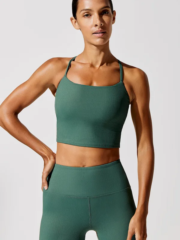 Carbon38 Ribbed Cami Evergreen