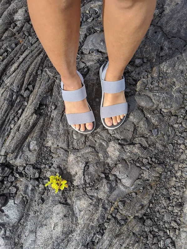 Keen Hiking Sandals on Hawaiian pahoehoe lava