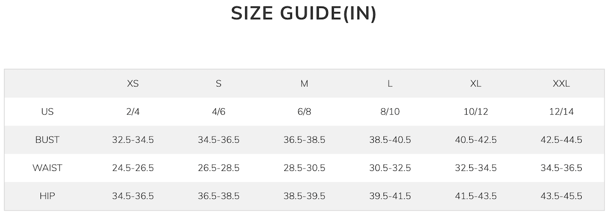 Cupshe Size Chart
