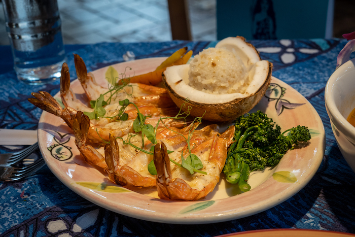 blue prawns with tahitian vanilla from Mama's FIsh House