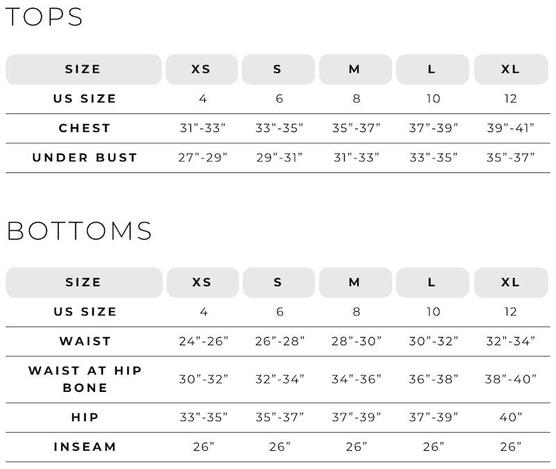 Wear It To Heart Size Chart