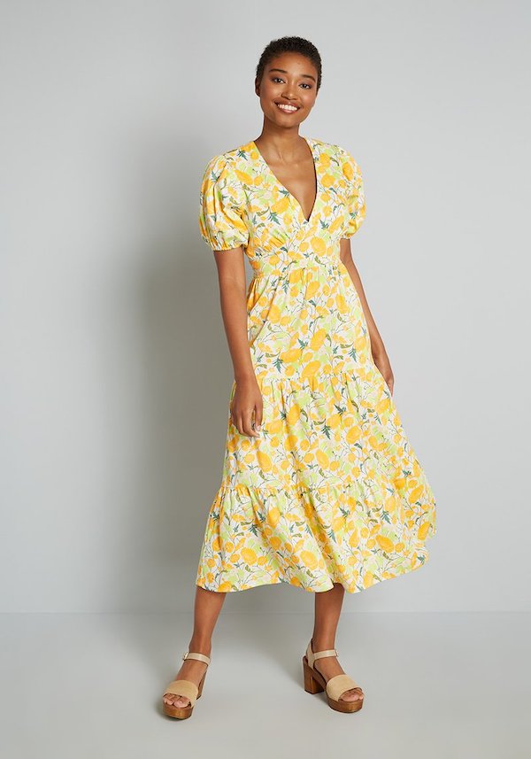 Beaming like the sun midi dress mod cloth