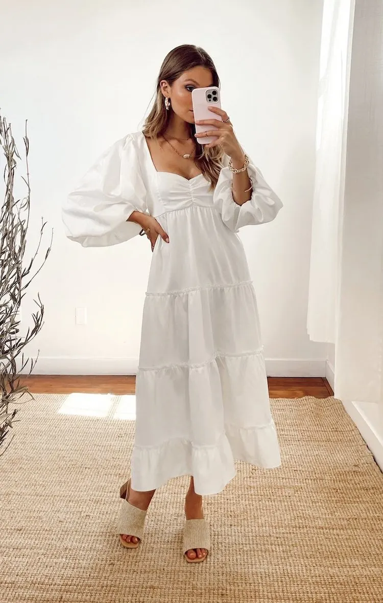 Show Me Your Mumu Mandi Midi White Dress