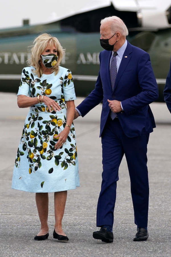 Jill Biden in Dolce Gabbana Lemon Dress