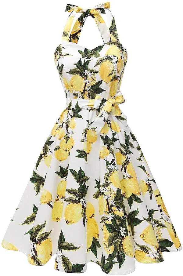 vintage lemon printed dress on amazon