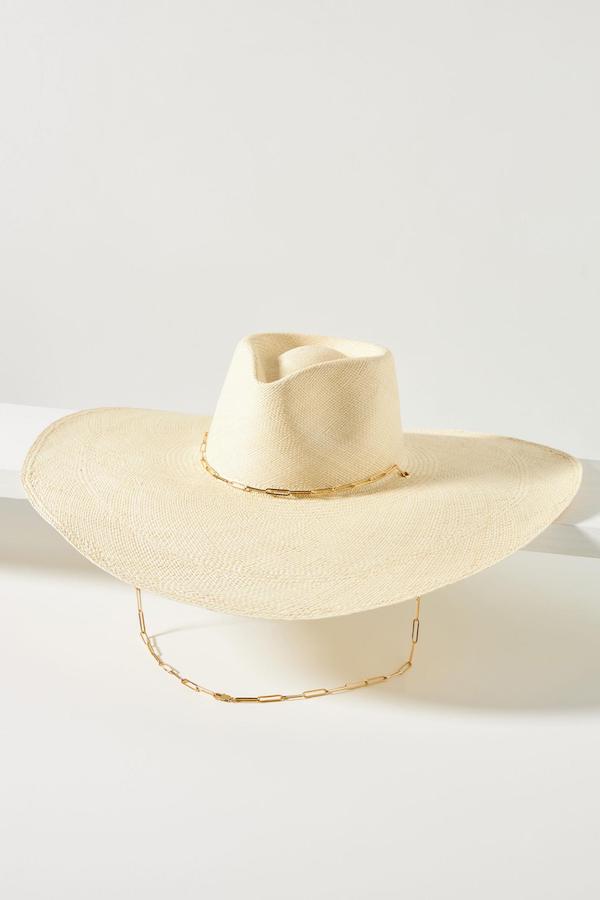 Anthropologie Livy Sun Hat with Gold Chain