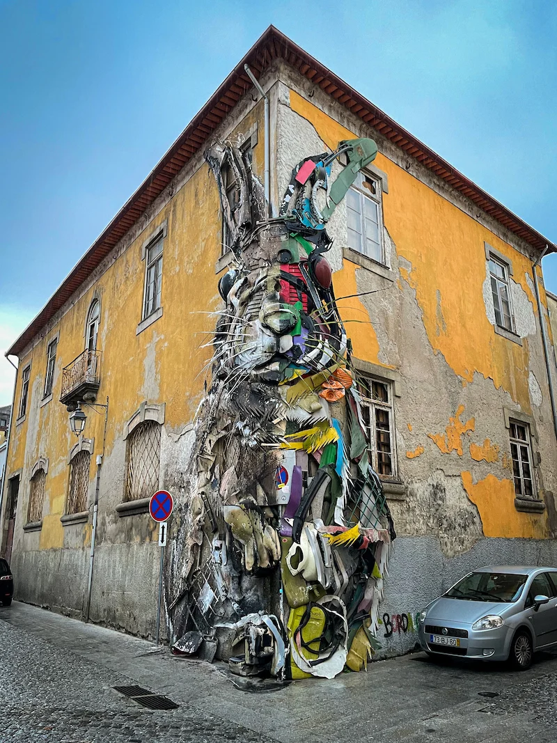 Half Rabbit structure by Bordalo II in Porto Portugal