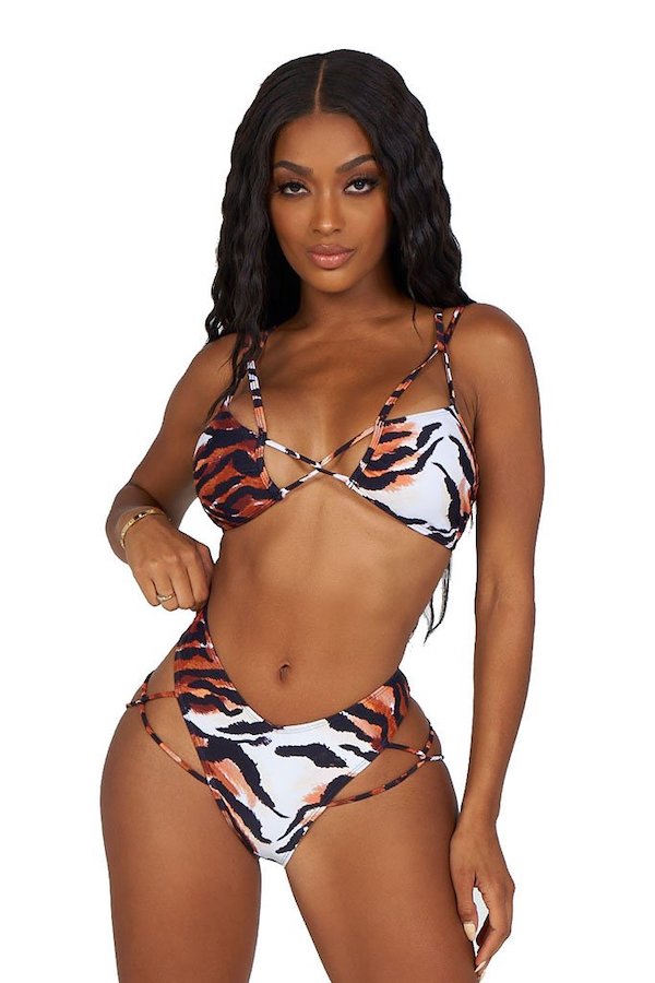 Icon Swim Flewed Out Bikini-Brown Zebra Print bikini