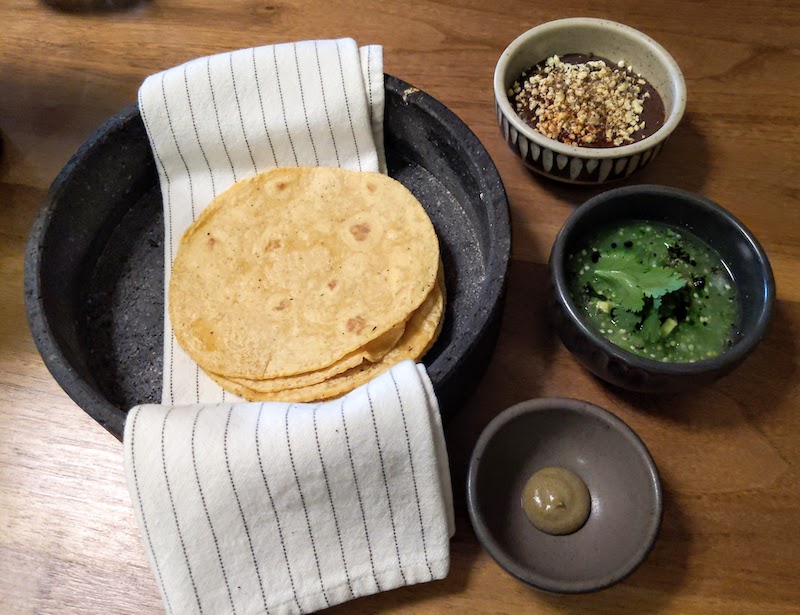 Quintonil Tortilla Appetizer with Salsas