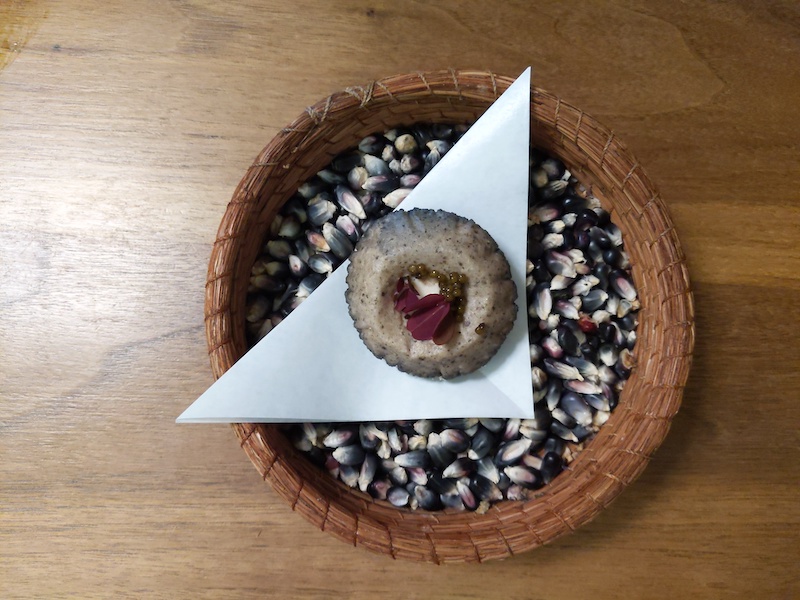 Quintonil appetizer with blue corn