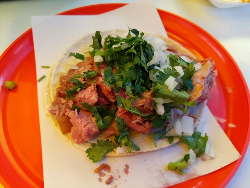 carnitas tacos from the carnitas taco man in tepito