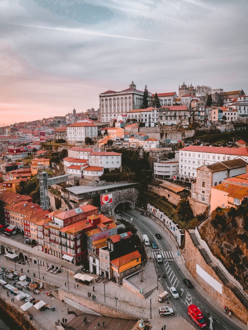 porto portugal view of terracotta roof homes from above