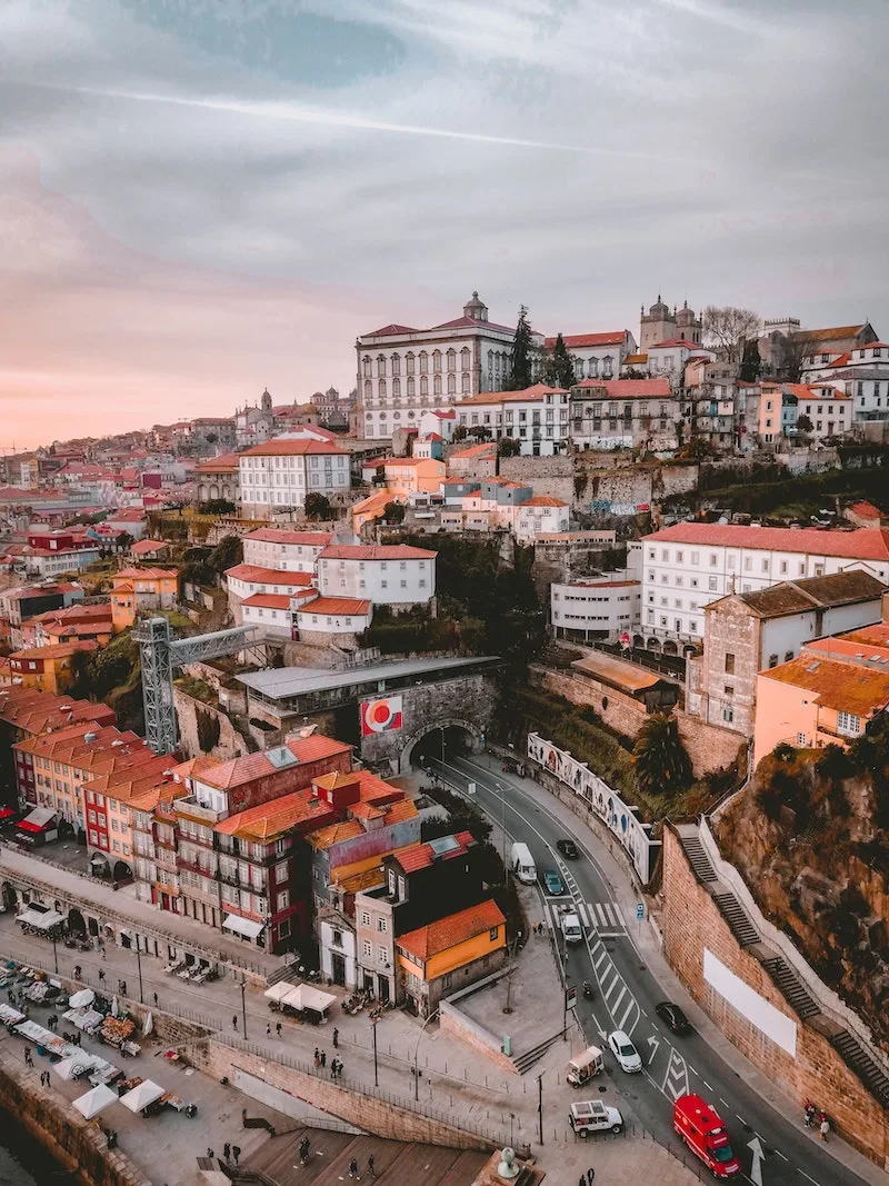 porto portugal view of terracotta roof homes from above