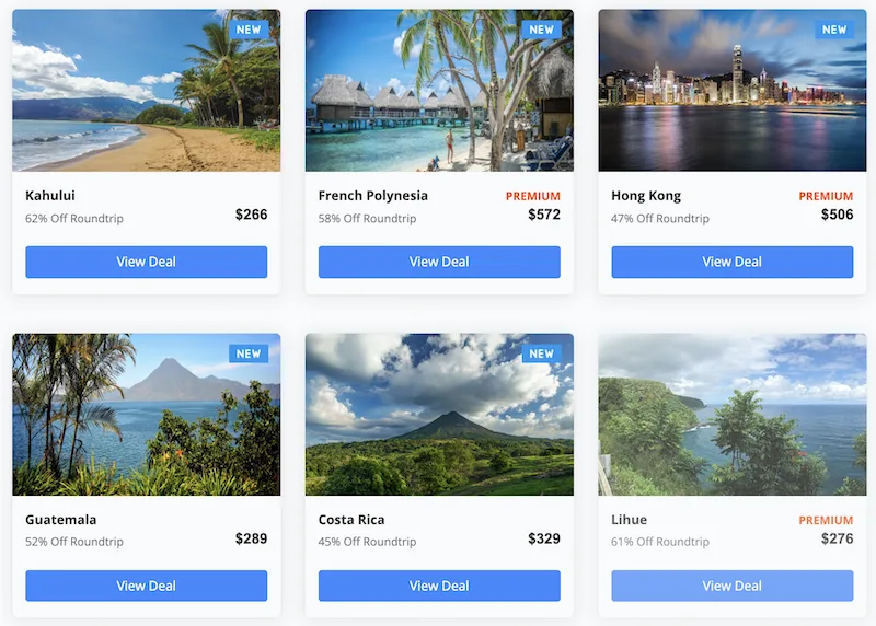 example flight deals from dollar flight club premium membership