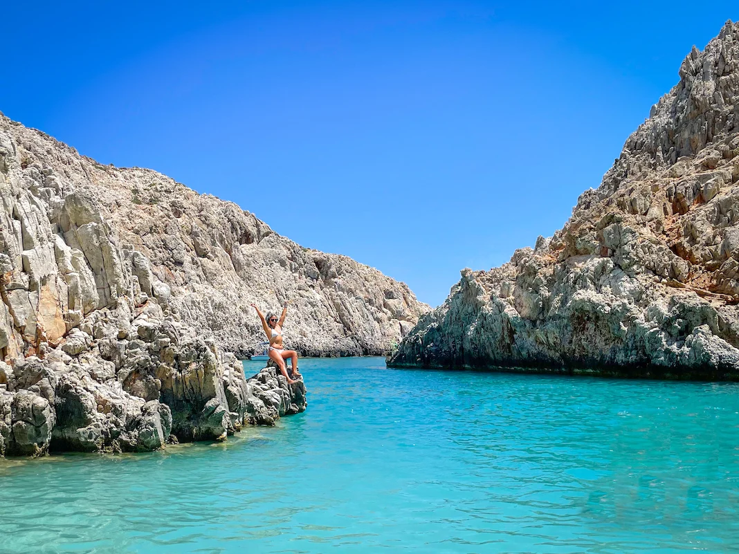 Seitan Limania zig zag beach in Crete Greece islands