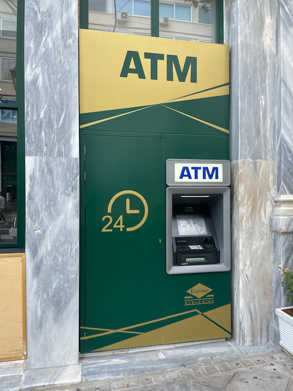 euronet atm green and gold machine