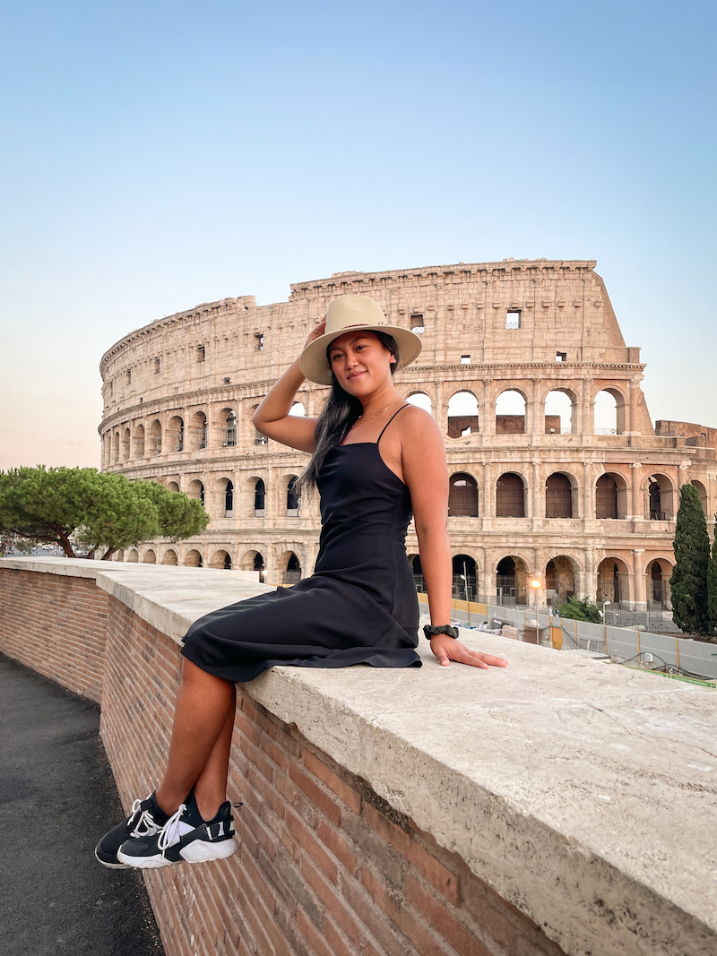 schimiggy lattelier black slip dress rome colosseum