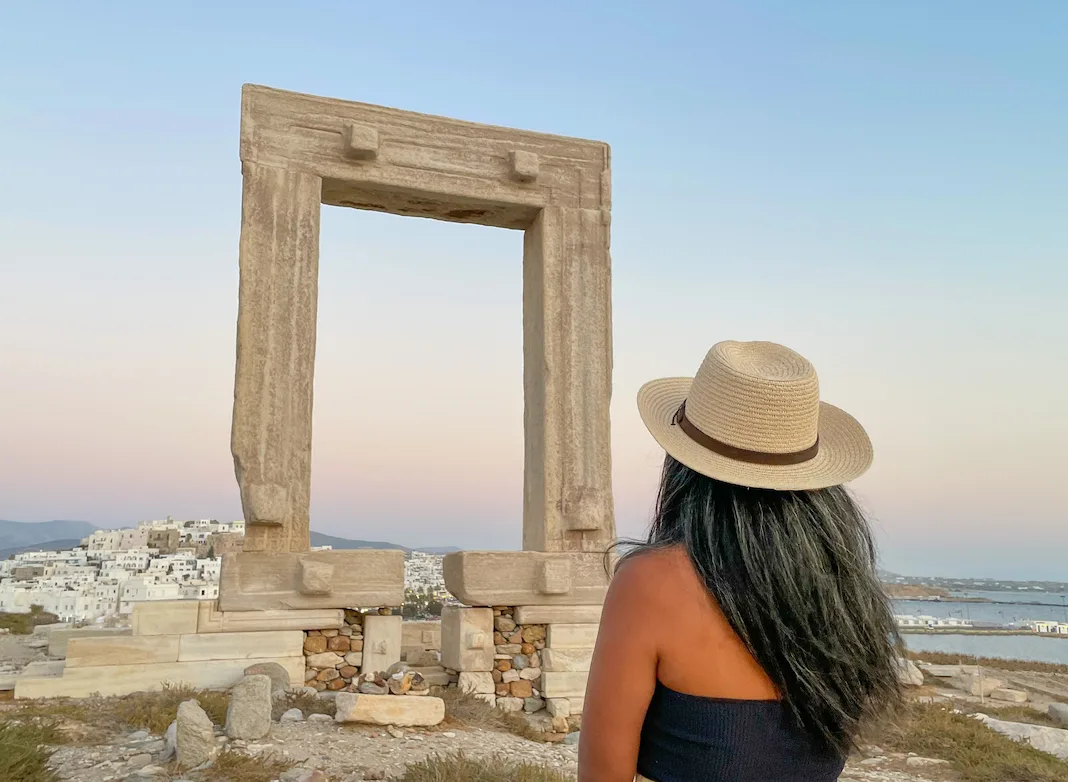 temple of Apollo in Naxos Greece after sunset