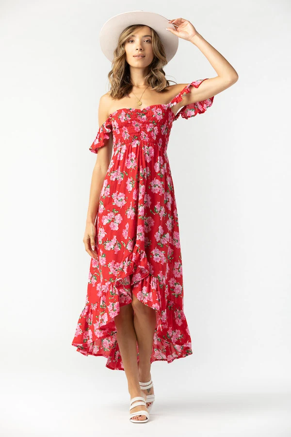 Tiare Hawaii Brooklyn Maxi Dress Red Floral Print