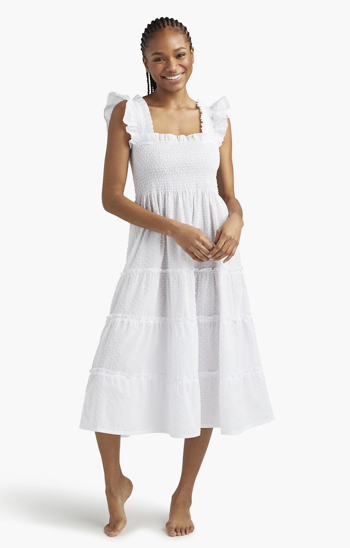 hill house Ellie White Swiss Dot dress