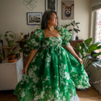 Selkie Summer Field French Puff Schimiggy Green Dress