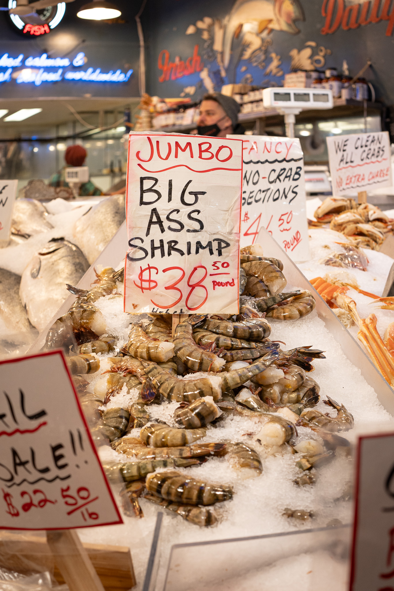 big ass shrimp from pike place market Seattle WA