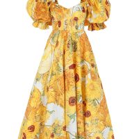 Selkie Sunflowers Tea Rose Dress