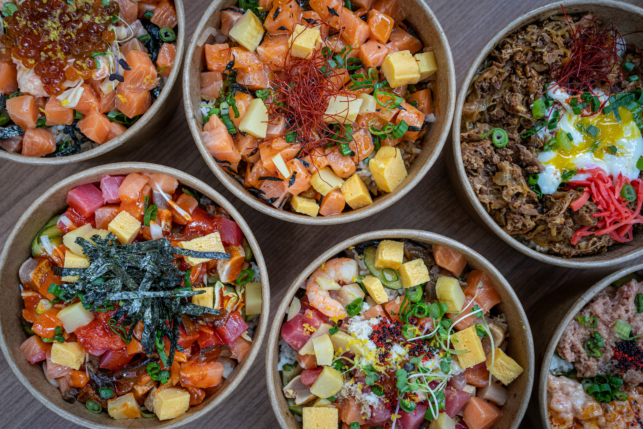 Colorful chirashi bowls from Kudedon Seattle